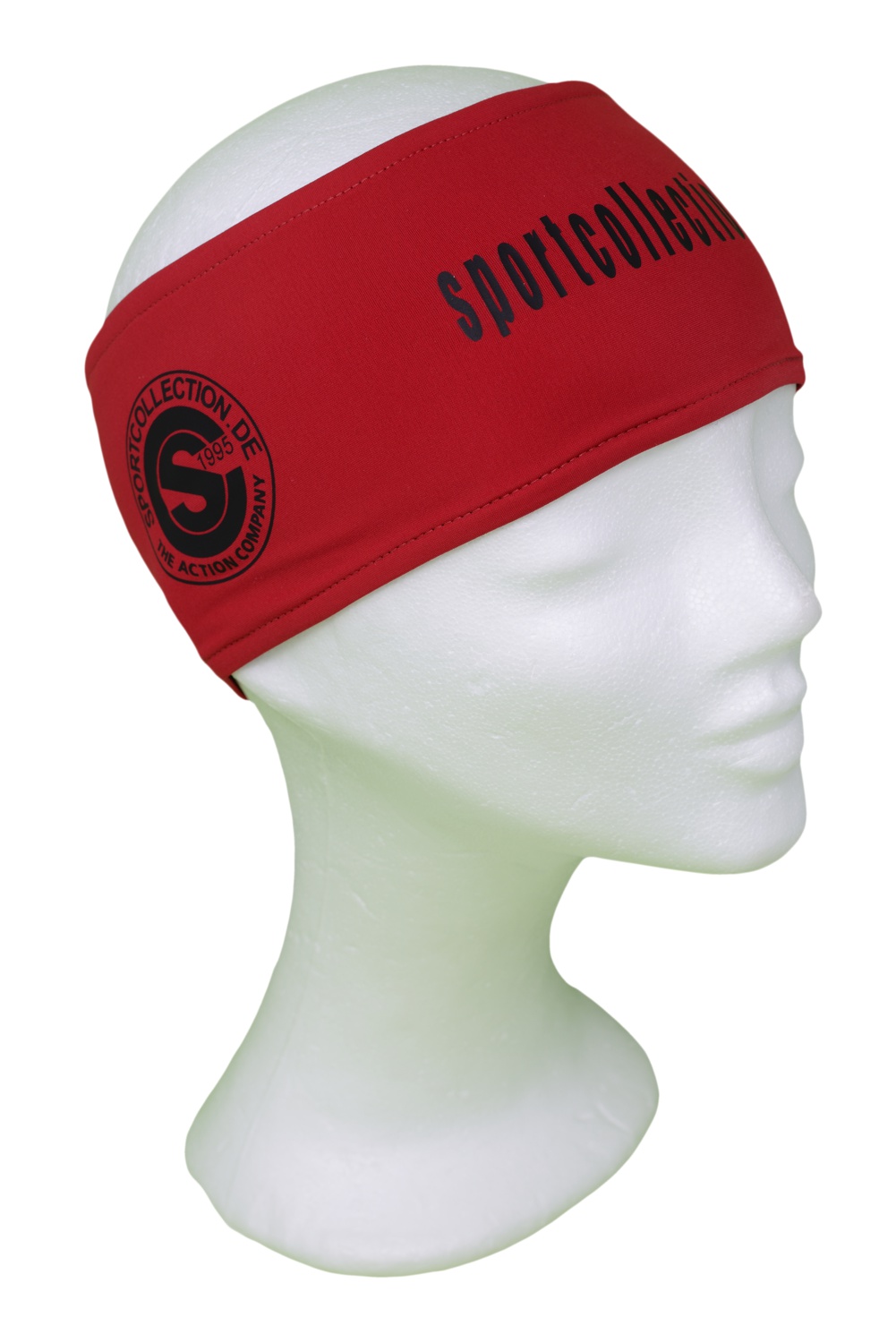 Stöhr Stirnband Rot-Schwarz-Text-Logo
