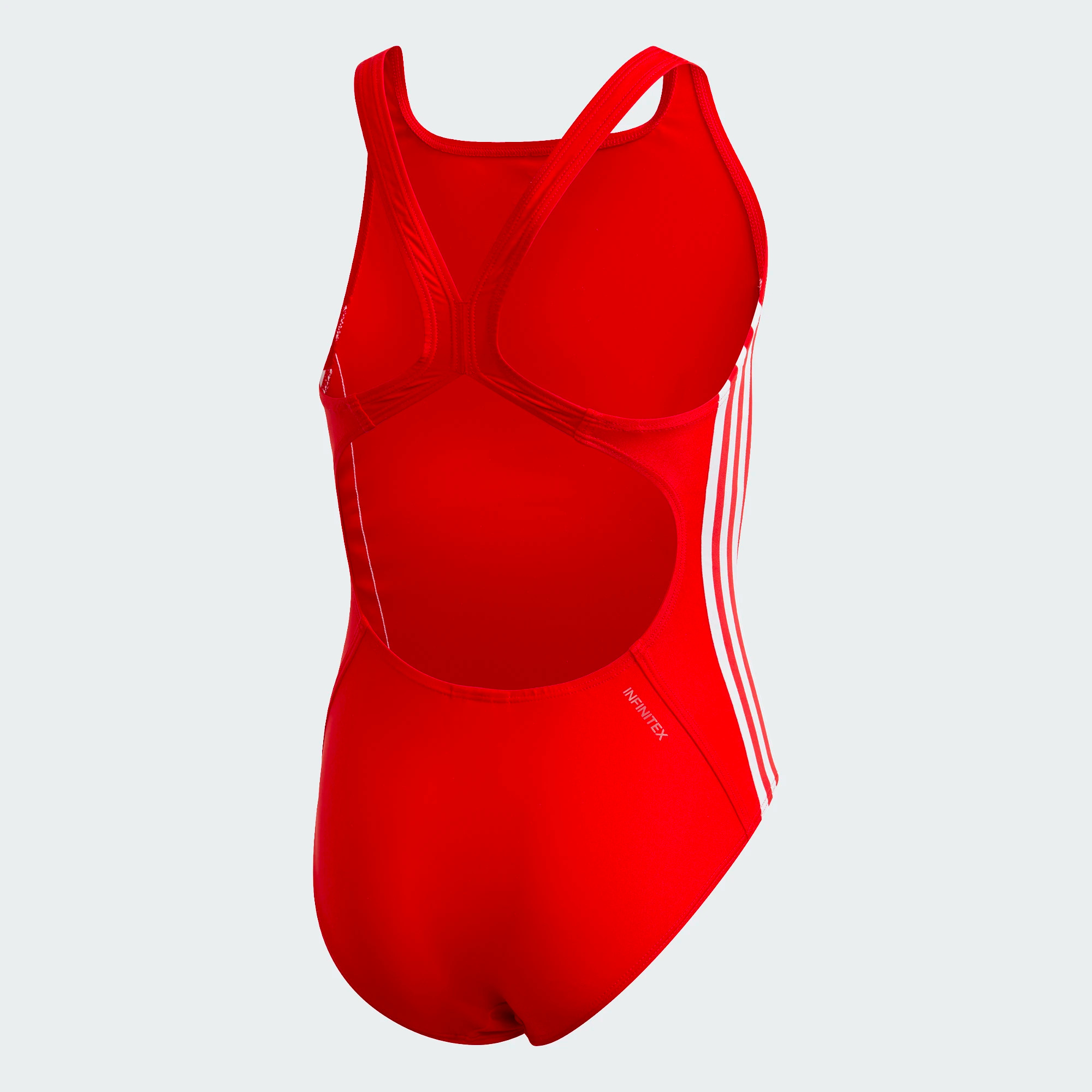 Adidas Athly V 3-Streifen Badeanzug für Mädchen - Rot