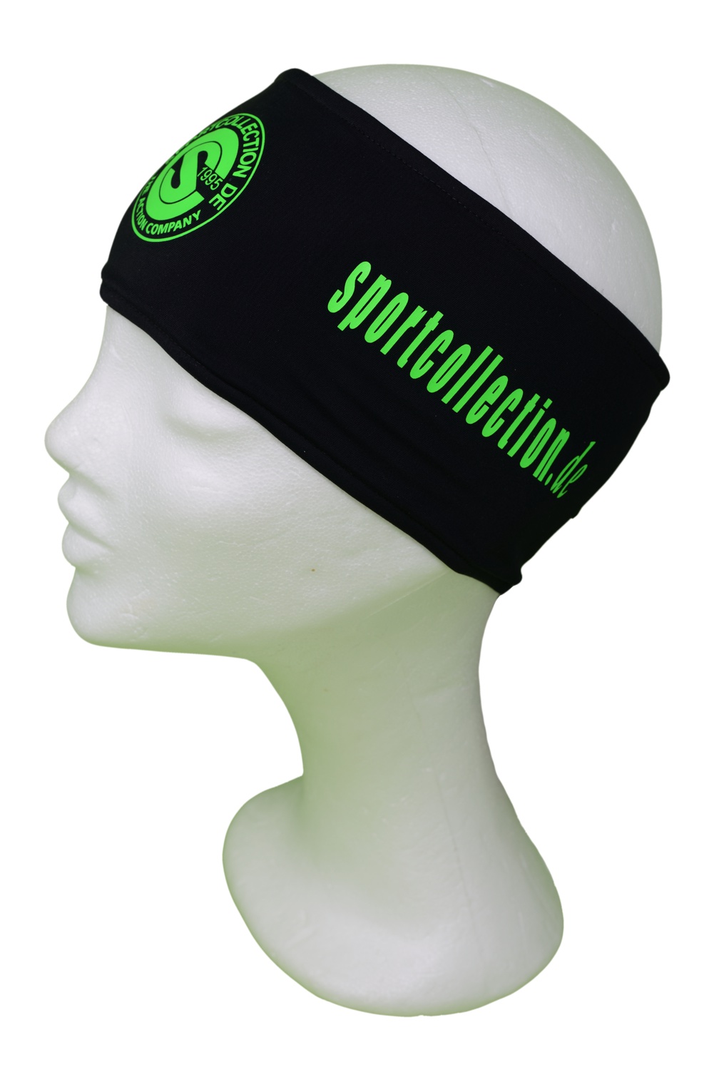 Stöhr Stirnband Schwarz-Grün-Logo-Text