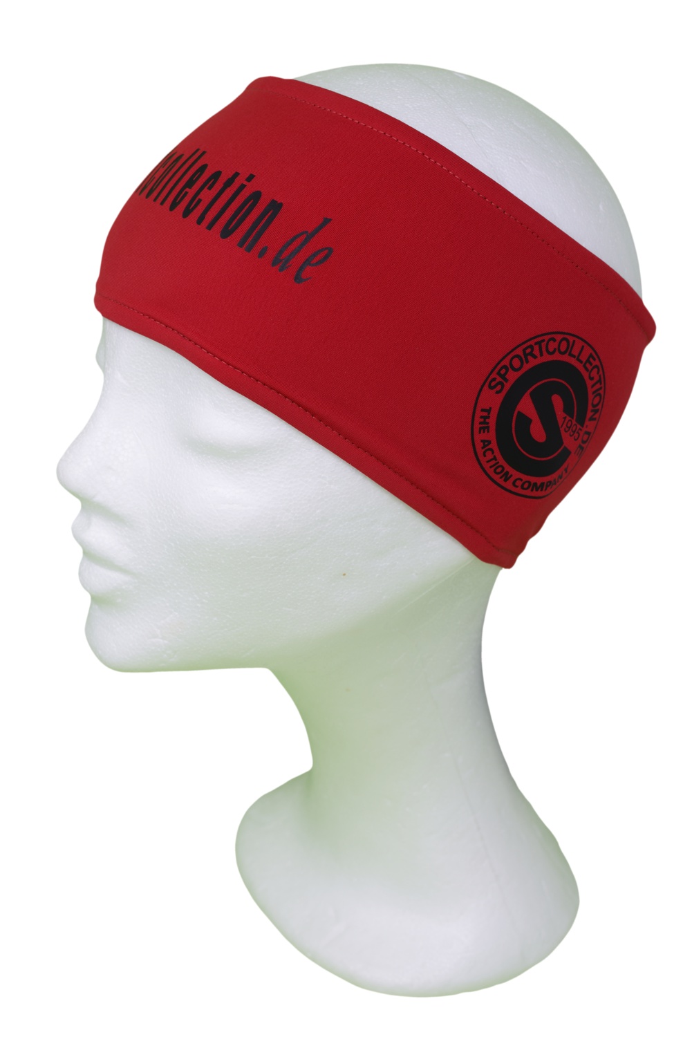 Stöhr Stirnband Rot-Schwarz-Text-Logo