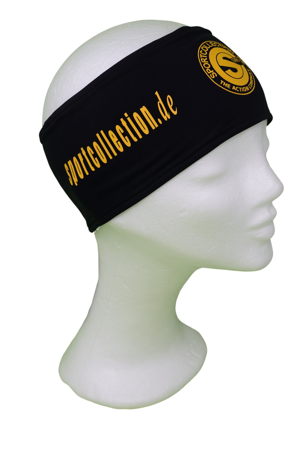 Stöhr Stirnband Schwarz-Gelb-Logo-Text