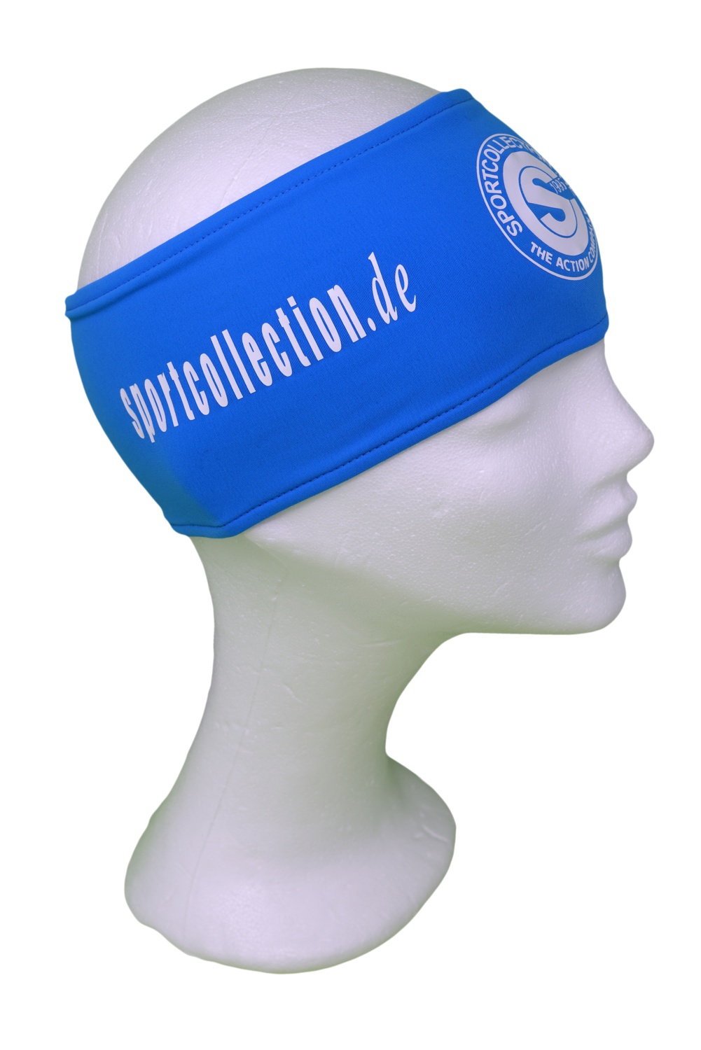 Stöhr Stirnband Blau-Weiß-Logo-Text