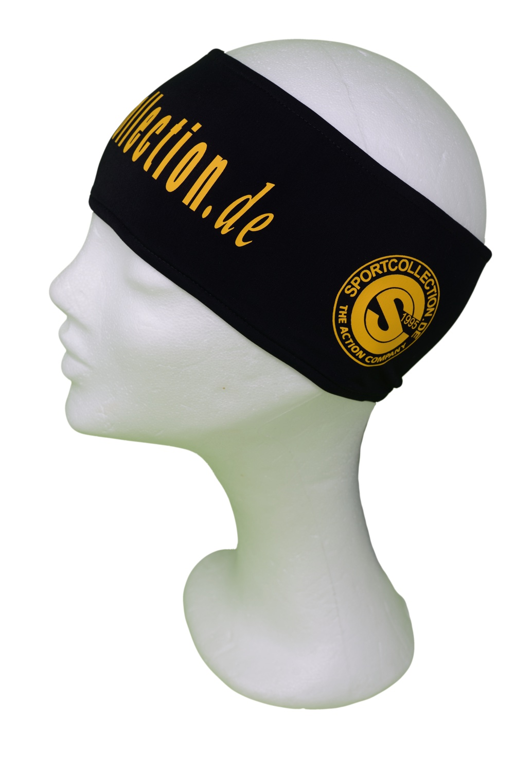 Stöhr Stirnband Schwarz-Gelb-Text-Groß-Logo
