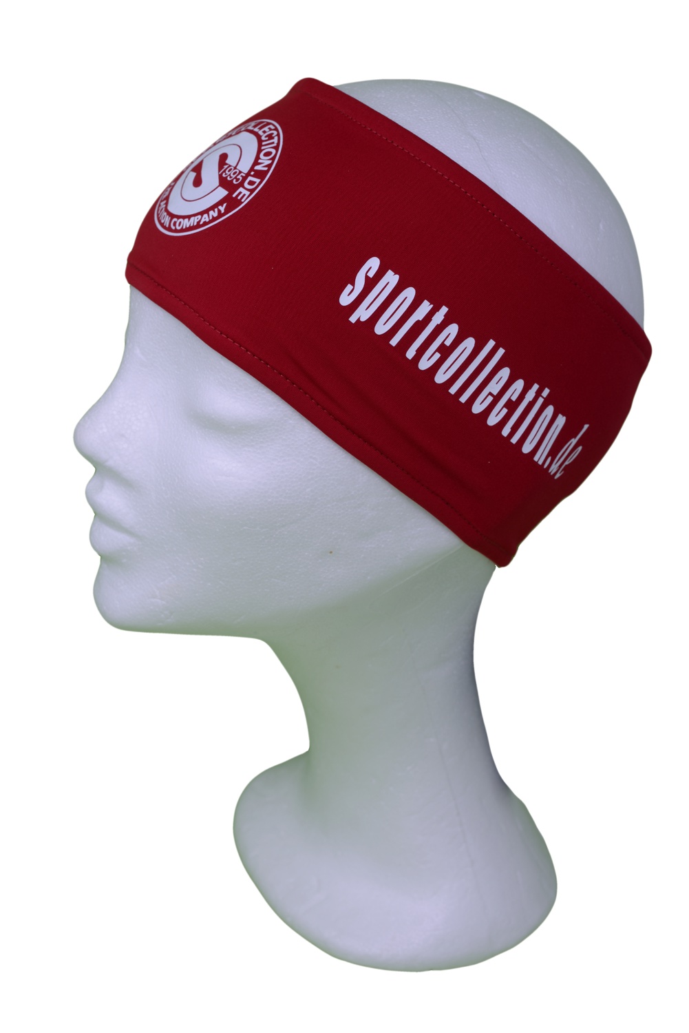 Stöhr Stirnband Rot-Weiß-Logo-Text