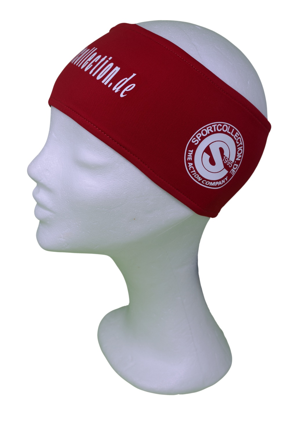 Stöhr Stirnband Rot-Weiß-Text-Logo
