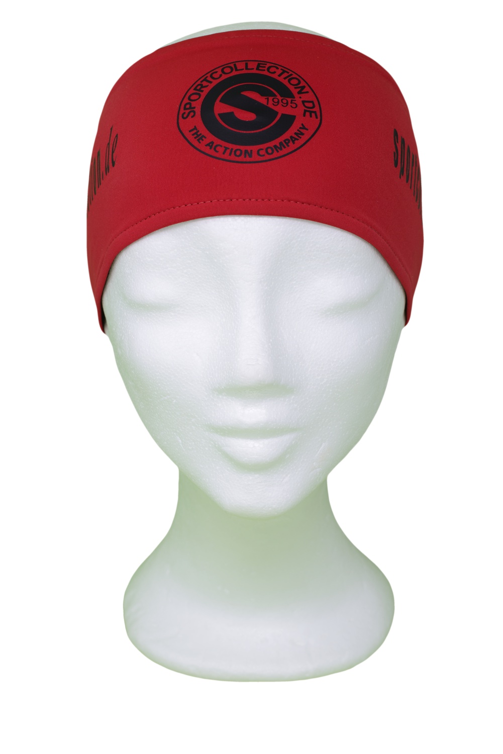 Stöhr Stirnband Rot-Schwarz-Logo-Text