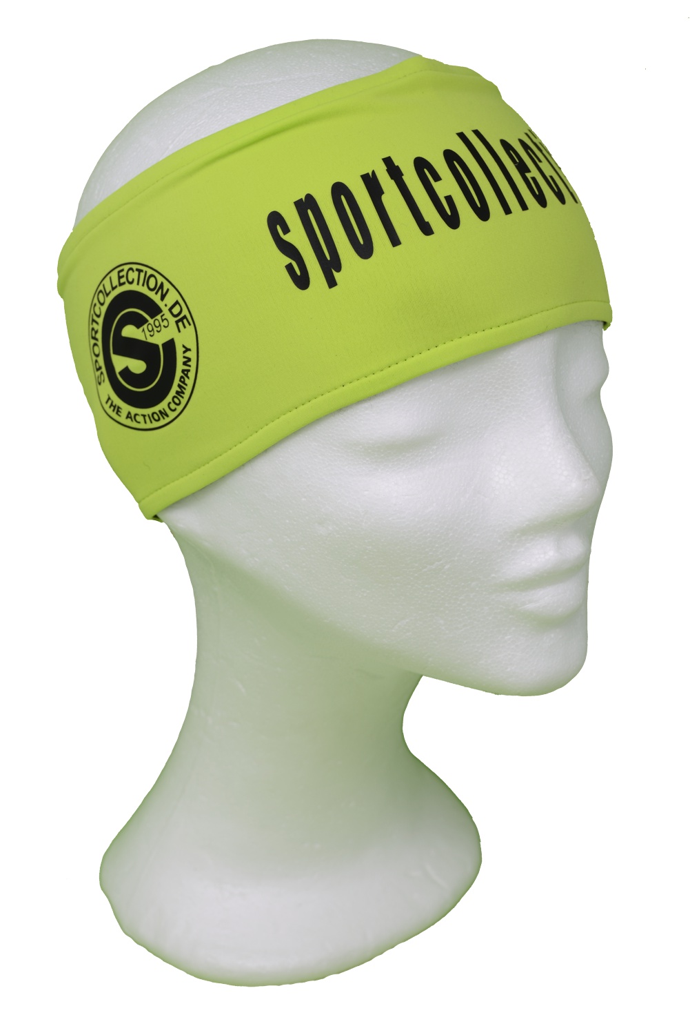 Stöhr Stirnband Limette-Schwarz-Text-Groß-Logo