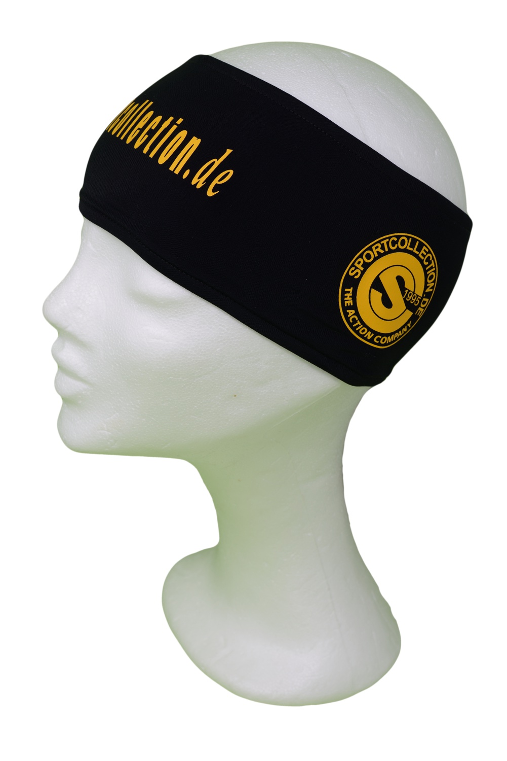 Stöhr Stirnband Schwarz-Gelb-Text-Logo