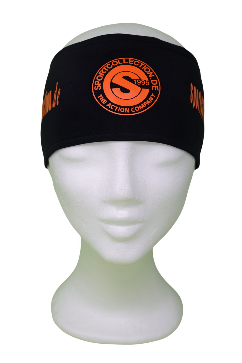 Stöhr Stirnband Schwarz-Orange-Logo-Text