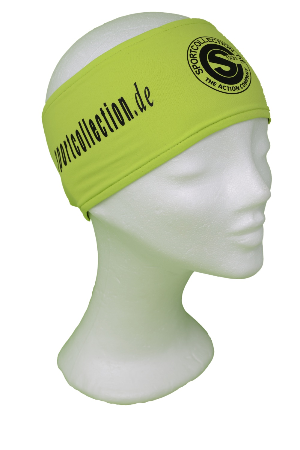 Stöhr Stirnband Limette-Schwarz-Logo-Text