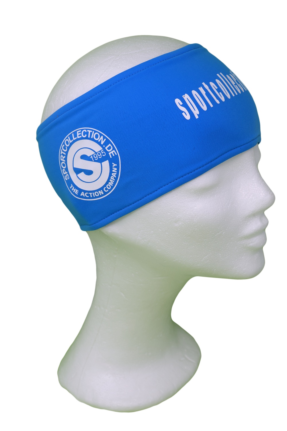 Stöhr Stirnband Blau-Weiß-Text-Logo